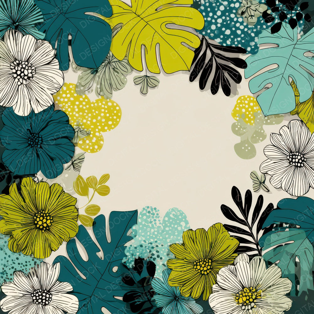 Tropical Floral Border Digital Paper Pack (DDD007885)