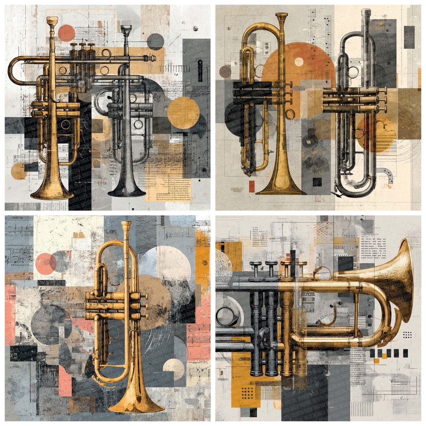 Trumpet Brass Moodboard Digital Paper Pack (DDD004091)