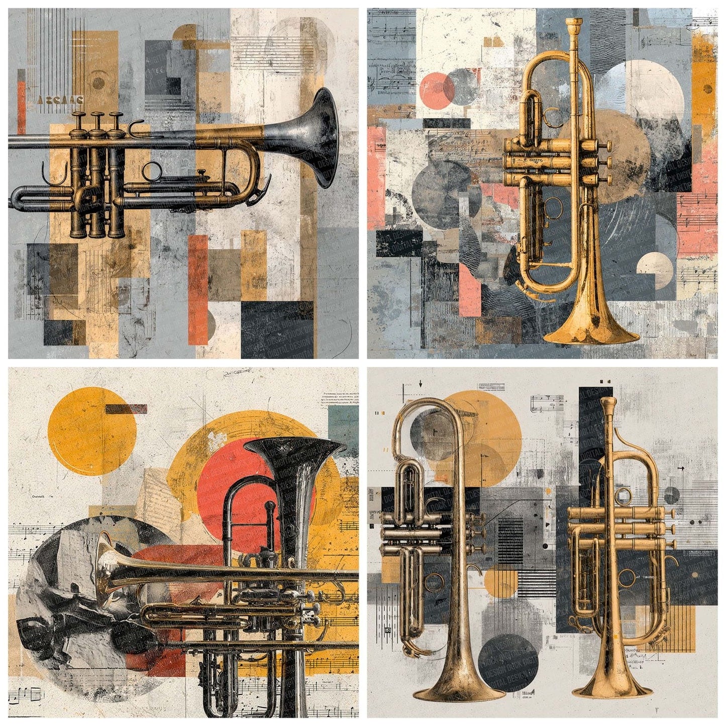 Trumpet Brass Moodboard Digital Paper Pack (DDD004091)