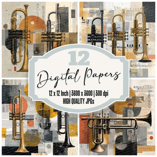 Trumpet Brass Moodboard Digital Paper Pack (DDD004091)