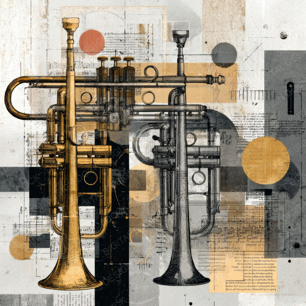 Trumpet Brass Moodboard Digital Paper Pack (DDD004091)