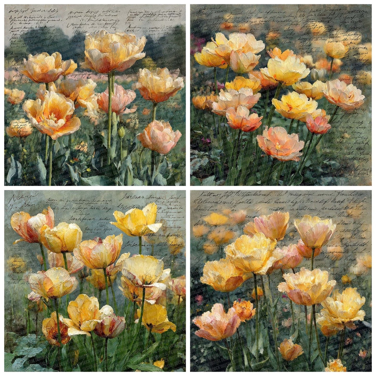 Tulip Field Van Gogh Digital Paper Pack (DDD007740)
