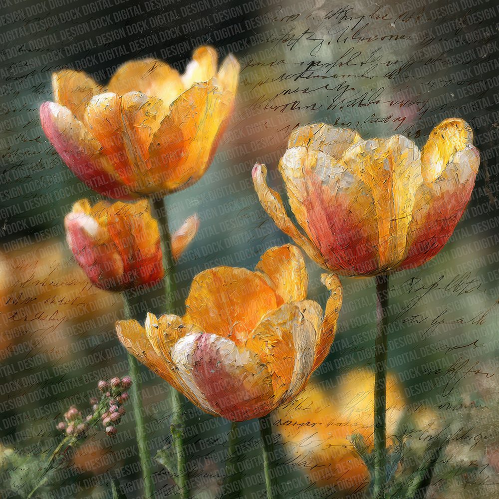 Tulip Field Van Gogh Digital Paper Pack (DDD007740)