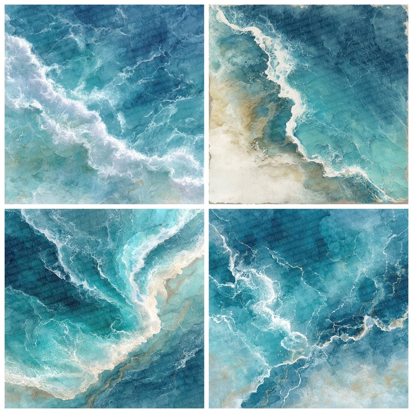 Turquoise Foam Marble Digital Paper Pack (DDD004101)