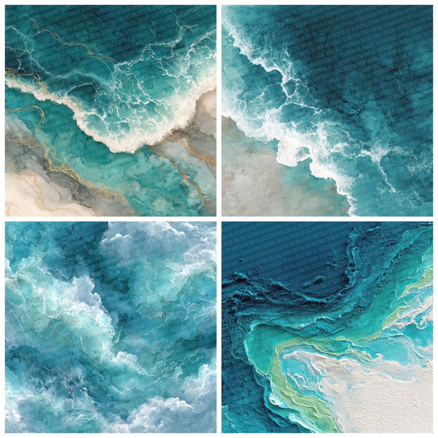 Turquoise Foam Marble Digital Paper Pack (DDD004101)