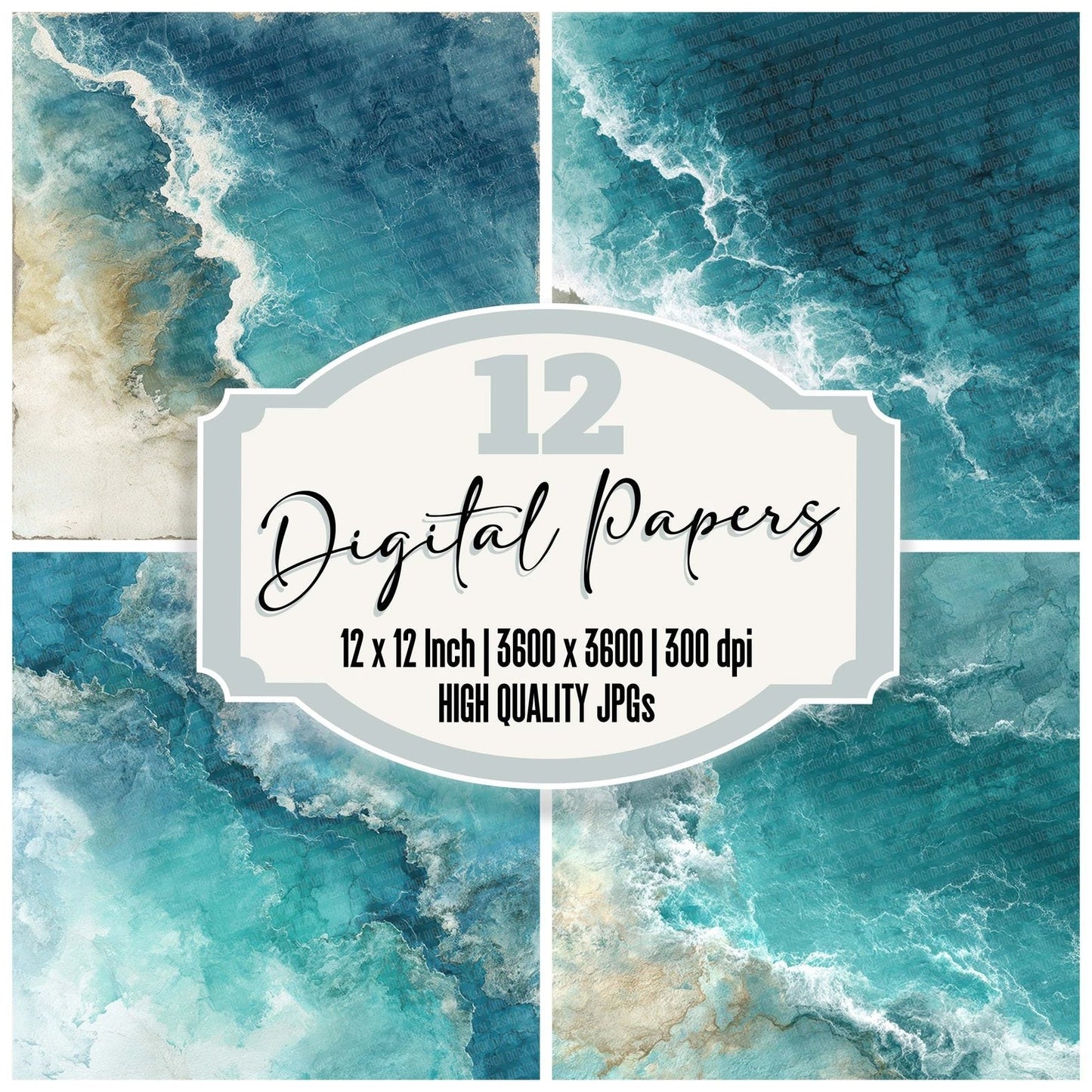 Turquoise Foam Marble Digital Paper Pack (DDD004101)
