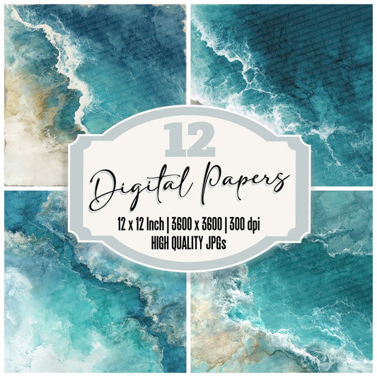 Turquoise Foam Marble Digital Paper Pack (DDD004101)