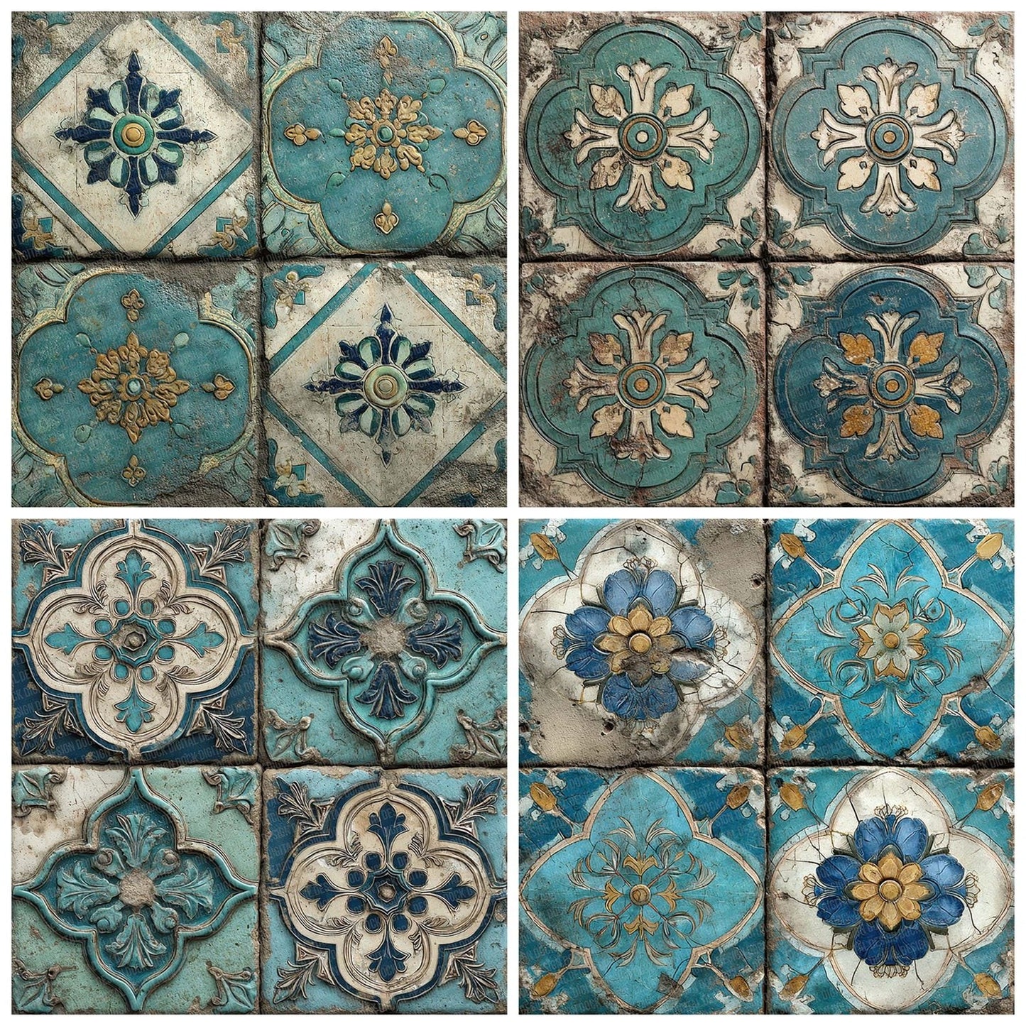 Turquoise Med Tile Pattern Digital Paper Pack (DDD004103)