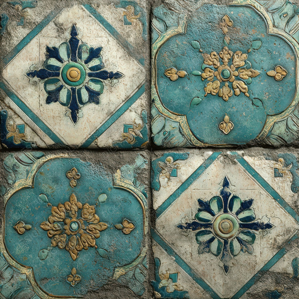 Turquoise Med Tile Pattern Digital Paper Pack (DDD004103)