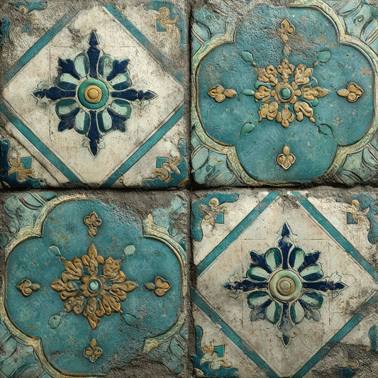 Turquoise Med Tile Pattern Digital Paper Pack (DDD004103)