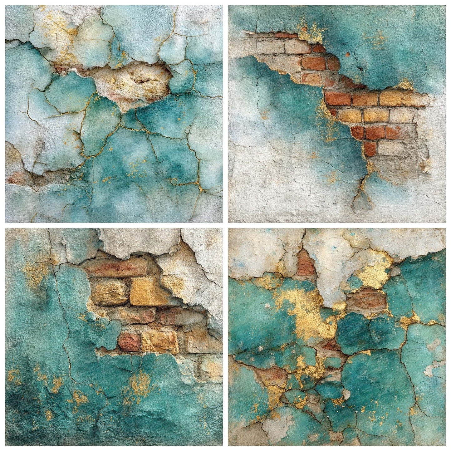 Turquoise Plaster Brick Digital Paper Pack (DDD004104)