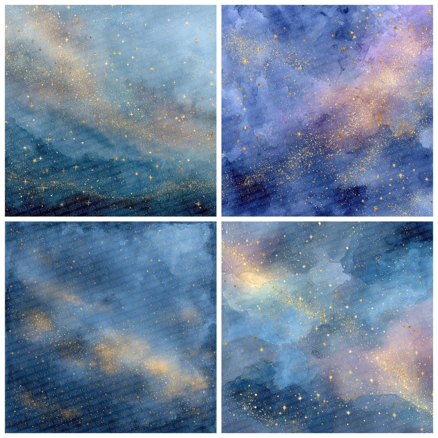 Twilight Star Winter Background Digital Paper Pack (DDD004110)