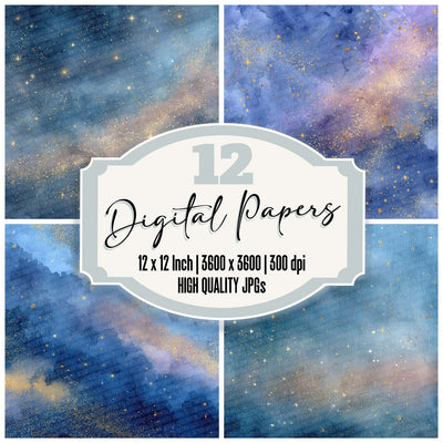 Twilight Star Winter Background Digital Paper Pack (DDD004110)