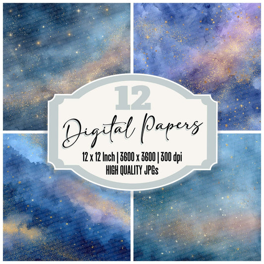 Twilight Star Winter Background Digital Paper Pack (DDD004110)