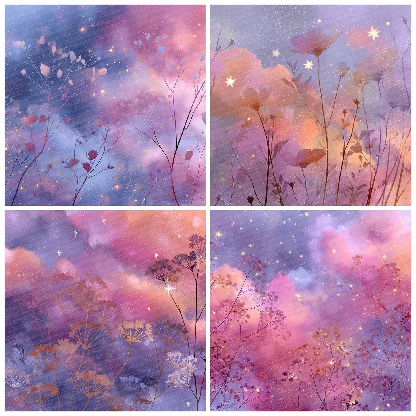 Twilight Starflower Glow Digital Paper Pack (DDD004111)