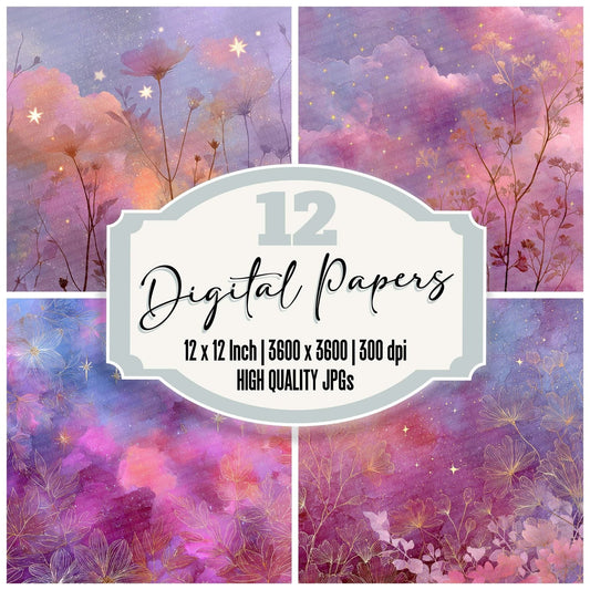 Twilight Starflower Glow Digital Paper Pack (DDD004111)