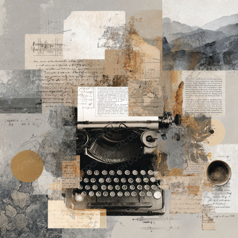 Typewriter Manuscript Collage Digital Paper Pack (DDD004117)