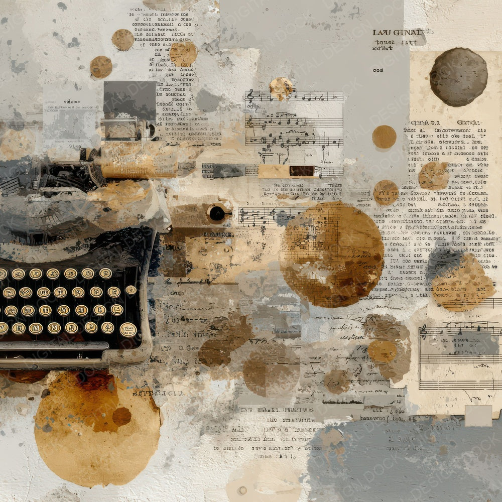 Typewriter Manuscript Collage Digital Paper Pack (DDD004117)