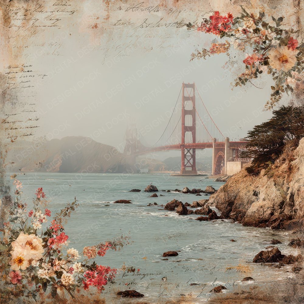 USA Charm Golden Gate Bridge Digital Paper Pack (DDD007803)