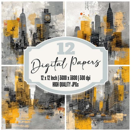 Urban NYC Collage Digital Paper Pack (DDD004128)