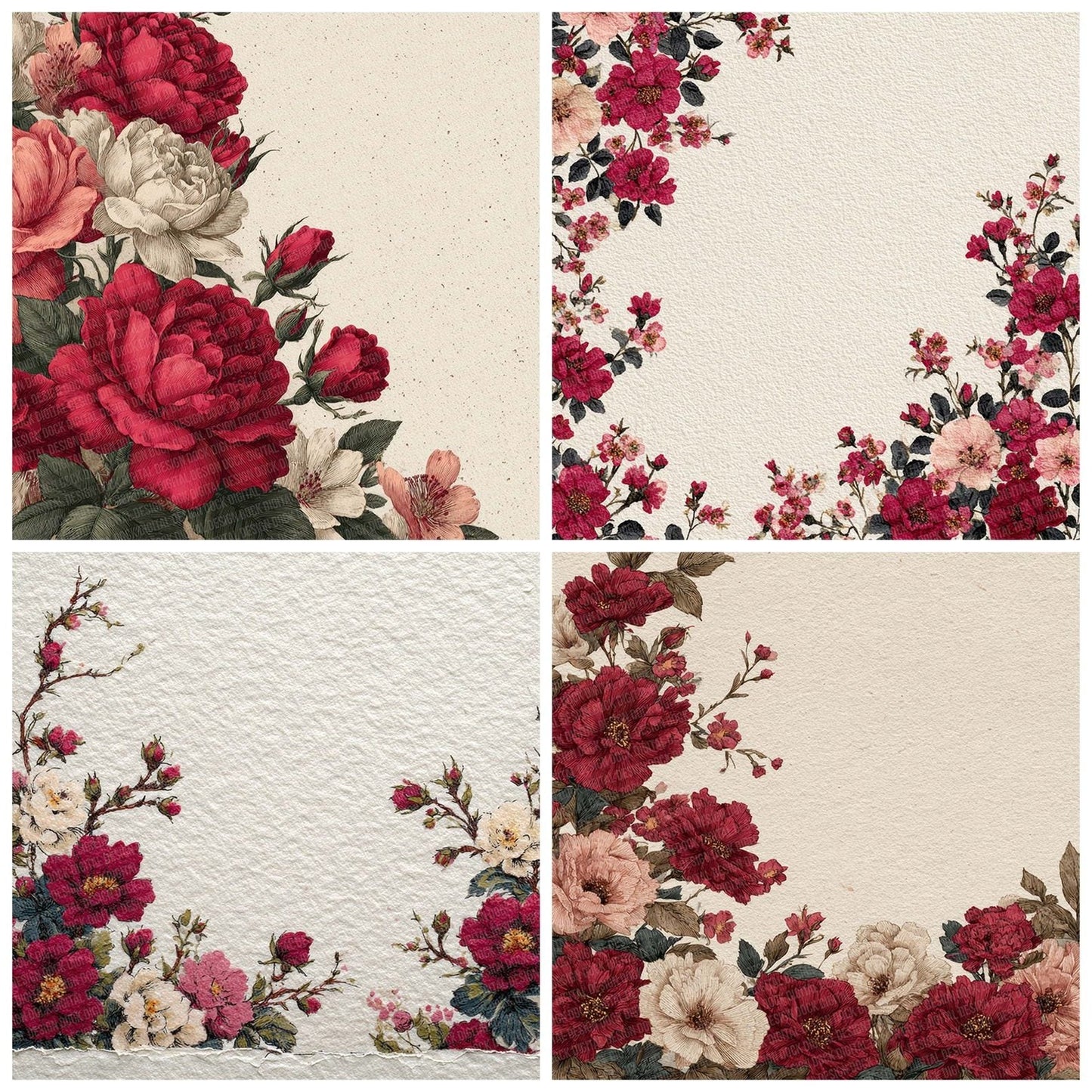 Valentine Rose Border Digital Paper Pack (DDD004133)