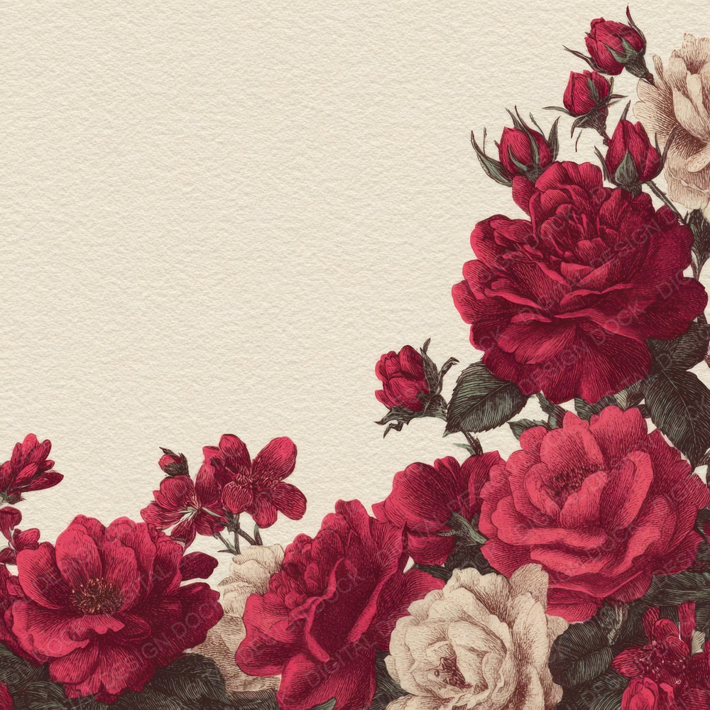 Valentine Rose Border Digital Paper Pack (DDD004133)
