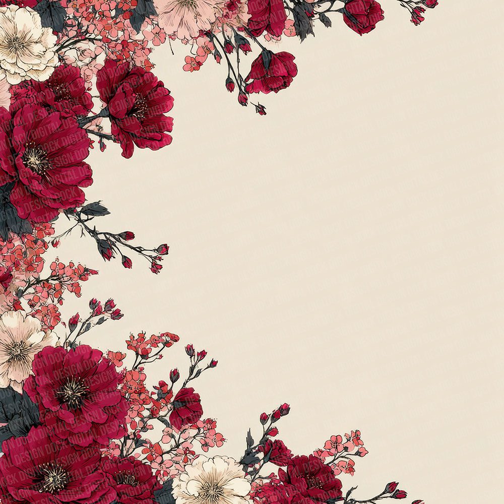 Valentine Rose Border Digital Paper Pack (DDD004133)