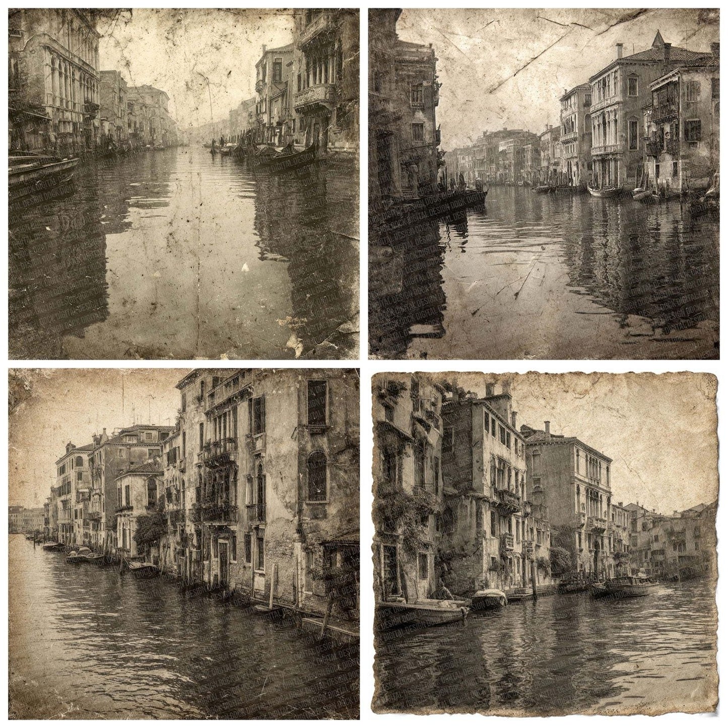 Venice Canal Damaged Photo Digital Paper Pack (DDD004156)