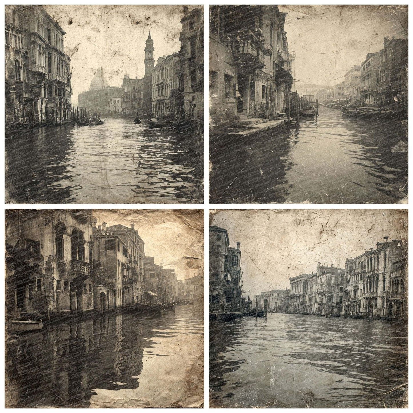 Venice Canal Damaged Photo Digital Paper Pack (DDD004156)