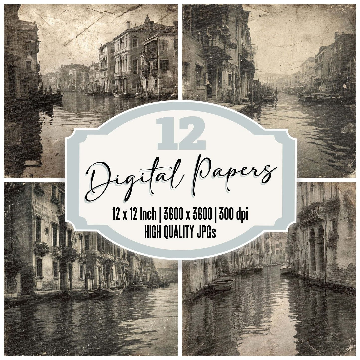 Venice Canal Damaged Photo Digital Paper Pack (DDD004156)