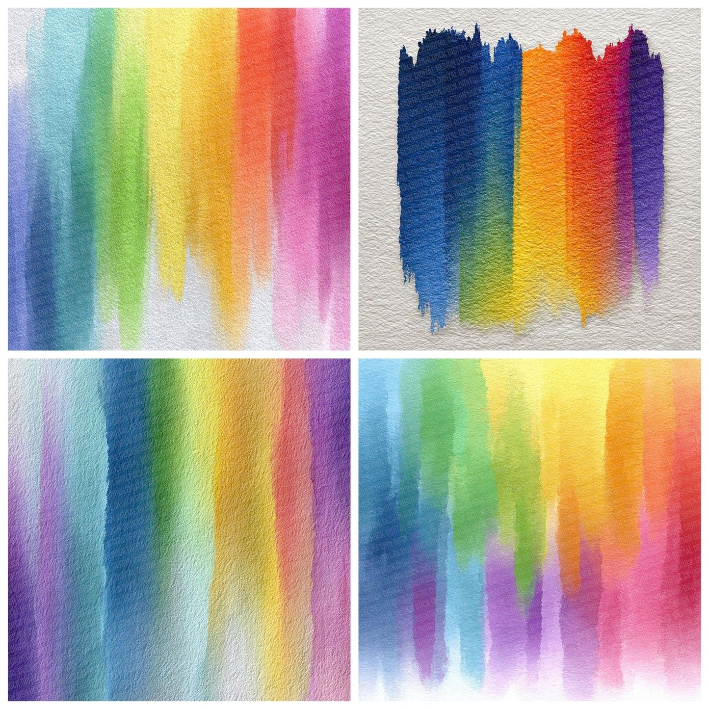 Vertical Flow Watercolour Rainbow Digital Paper Pack (DDD004157)