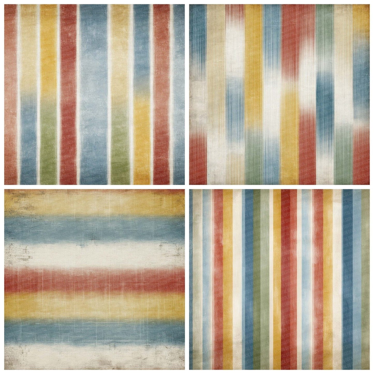 Vertical Striped Vintage Digital Paper Pack (DDD004158)