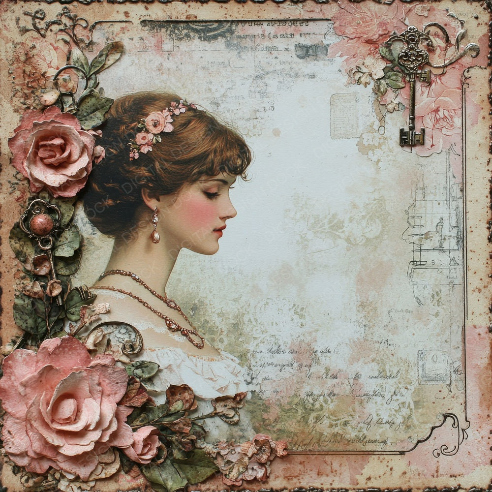 Victorian Decoupage Cameo Key Digital Paper Pack (DDD004176)
