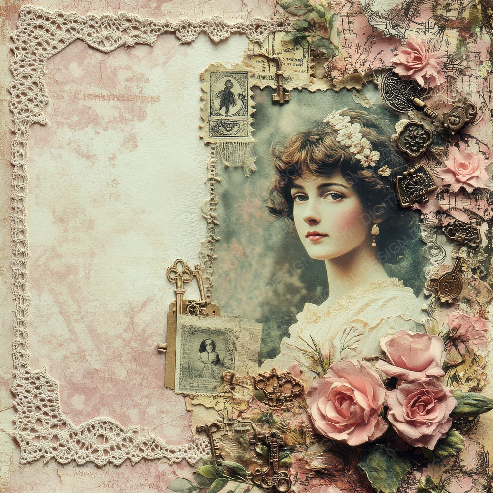 Victorian Decoupage Cameo Key Digital Paper Pack (DDD004176)
