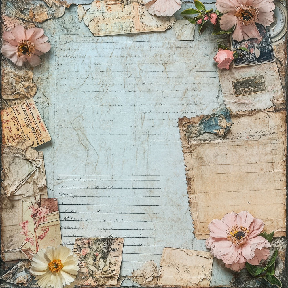 Victorian Decoupage Floral Stationery Digital Paper Pack (DDD004179)