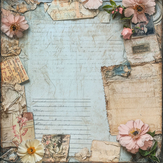 Victorian Decoupage Floral Stationery Digital Paper Pack (DDD004179)