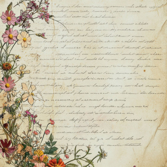 Victorian Decoupage Garden Letter Edge Digital Paper Pack (DDD004180)