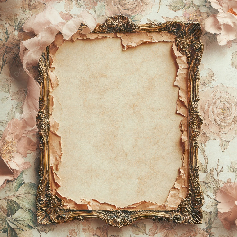 Victorian Decoupage Gold Frame Floral Wrap Digital Paper Pack (DDD004183)