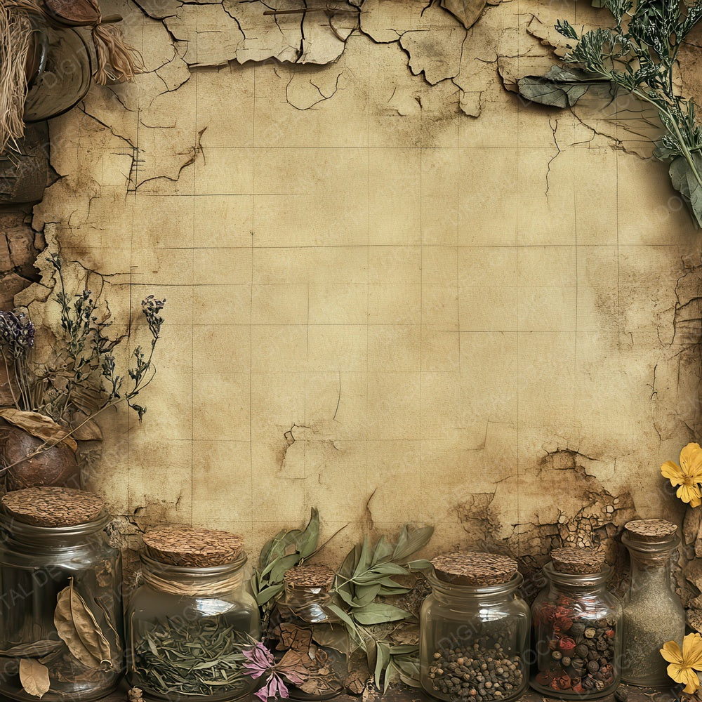 Victorian Decoupage Kitchen Herbal Scrap Digital Paper Pack (DDD004185)