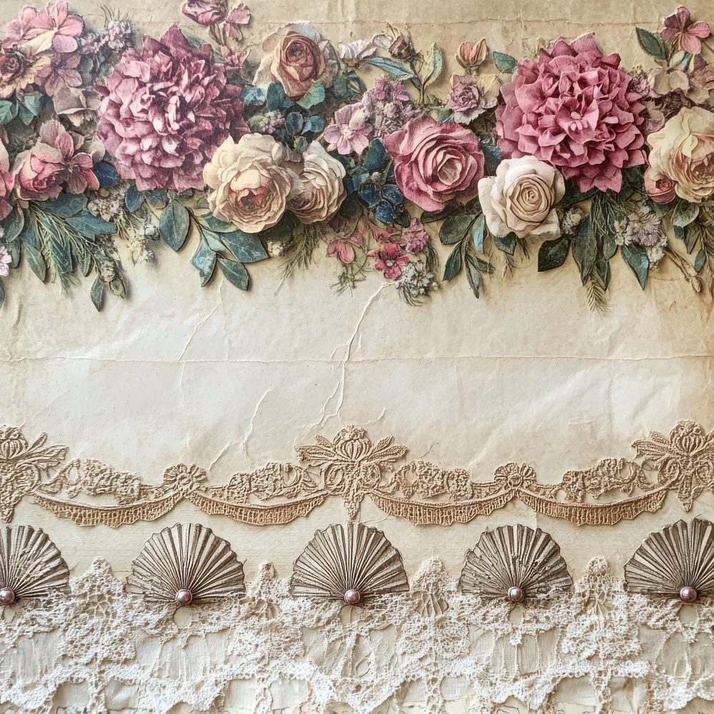Victorian Decoupage Lace Fan Dance Digital Paper Pack (DDD004186)