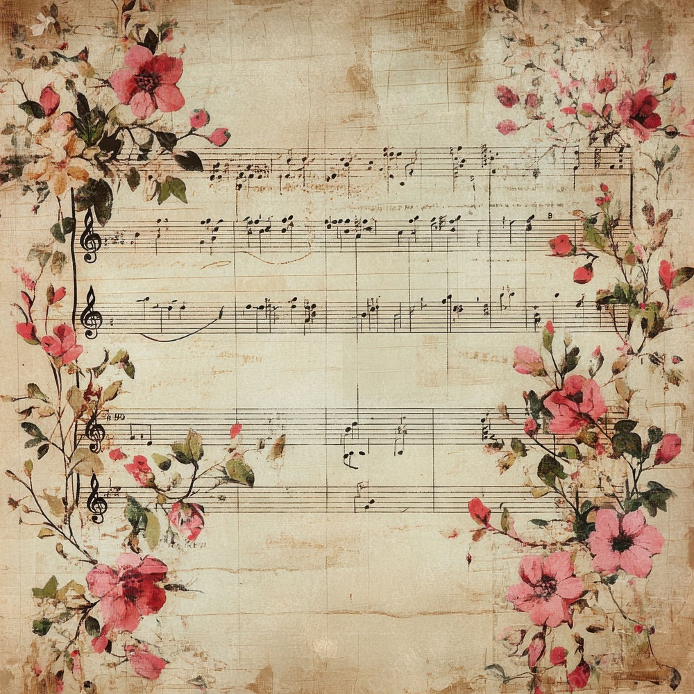 Victorian Decoupage Music Curtain Digital Paper Pack (DDD004193)