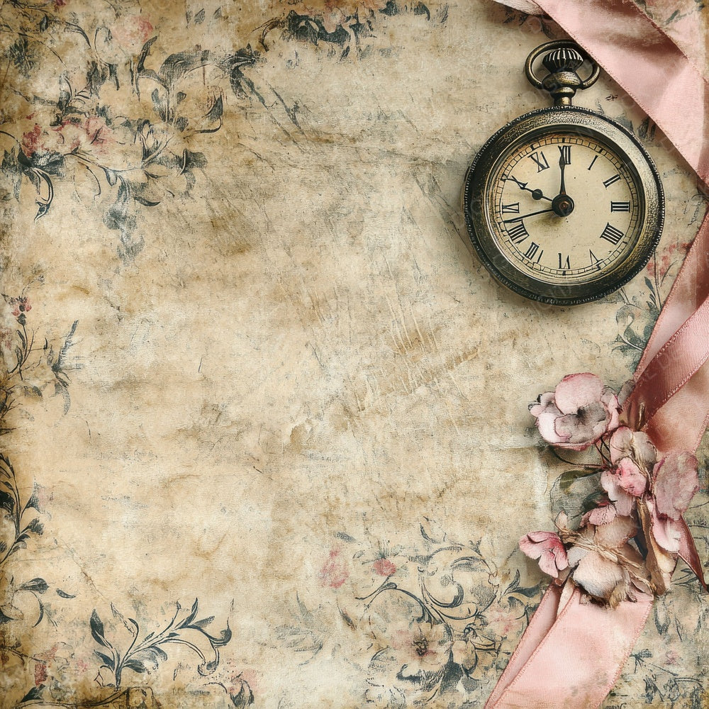 Victorian Decoupage Ribbon Clockwork Digital Paper Pack (DDD004202)