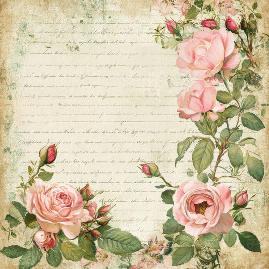 Victorian Decoupage Rosebud Journal Digital Paper Pack (DDD004205)