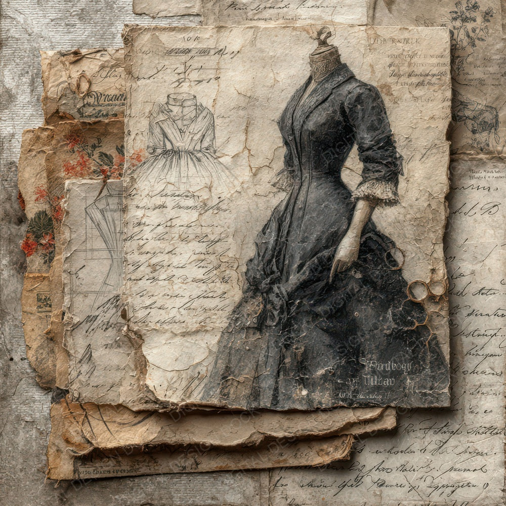 Victorian Fashion Layers Digital Paper Pack (DDD007982)