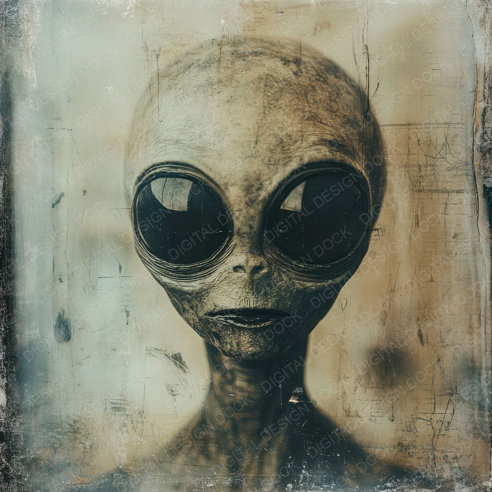 Vintage Alien Portrait Digital Paper Pack (DDD004221)