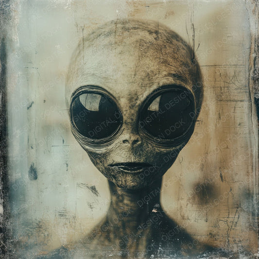 Vintage Alien Portrait Digital Paper Pack (DDD004221)