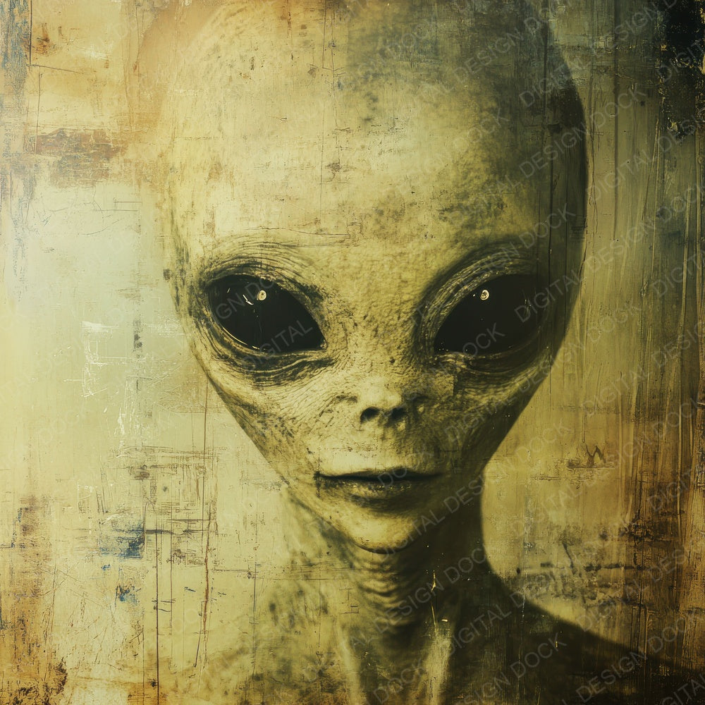 Vintage Alien Portrait Digital Paper Pack (DDD004221)