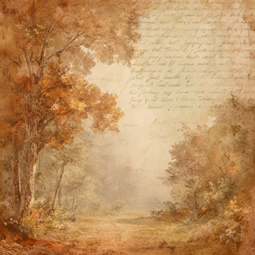 Vintage Autumn Woodland Scene Digital Paper Pack (DDD012186)