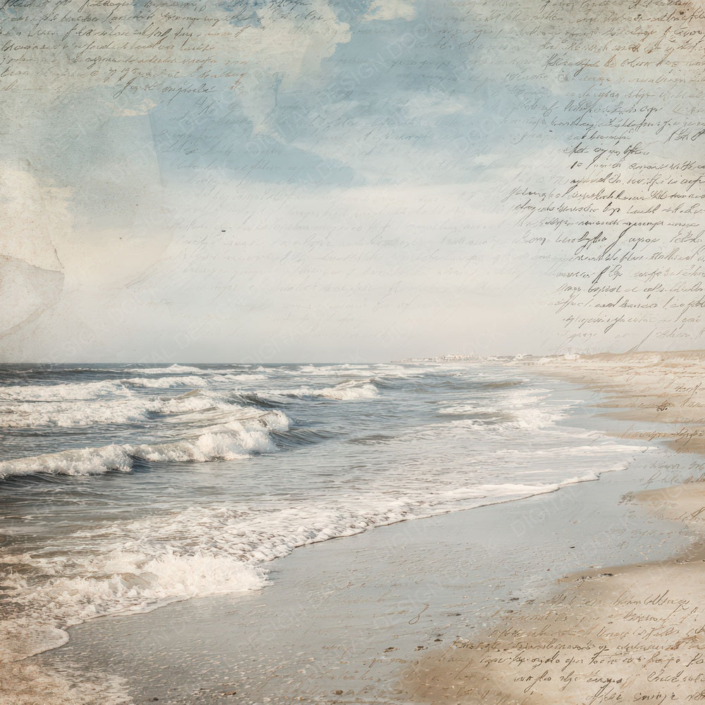 Vintage Beach Script Digital Paper Pack (DDD008824)