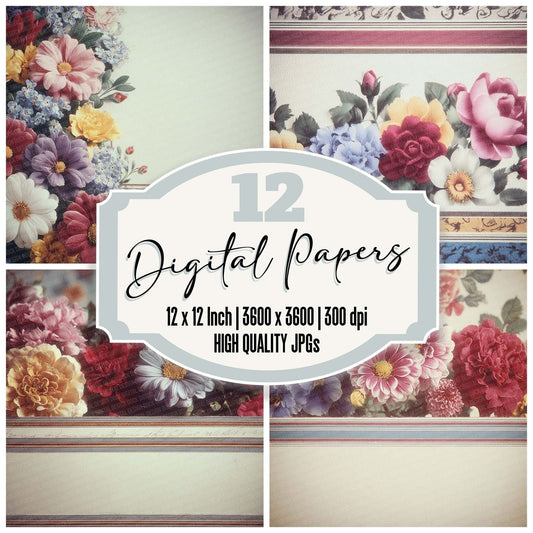 Vintage Bouquet Digital Paper Pack (DDD004225)